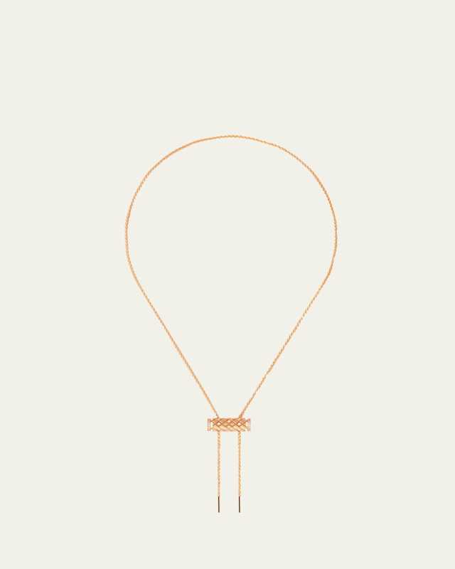 18K Semi Pave Latch Pendant on MM Chain Necklace